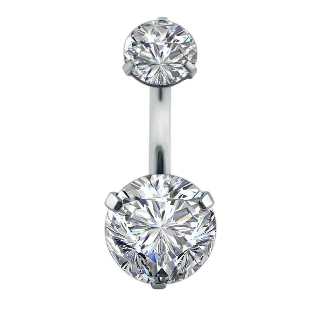 Surgical Steel Crystal Navel Piercing – Heart &amp; Flower – Sexy and Elegant Jewelry