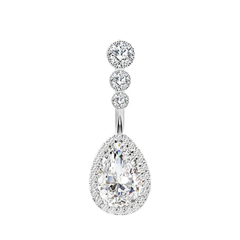 Surgical Steel Crystal Navel Piercing – Heart &amp; Flower – Sexy and Elegant Jewelry