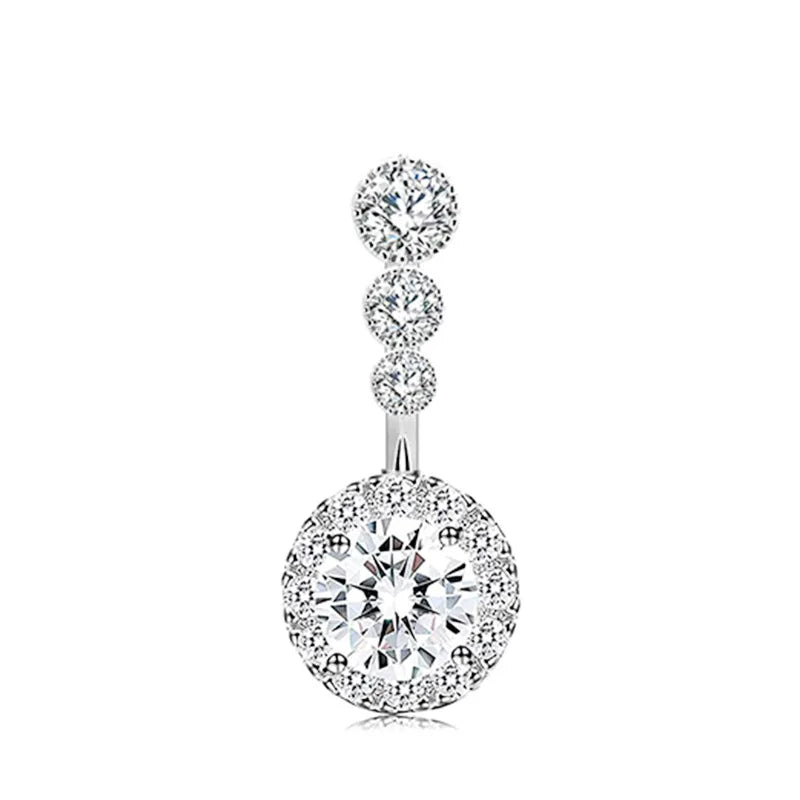 Surgical Steel Crystal Navel Piercing – Heart &amp; Flower – Sexy and Elegant Jewelry