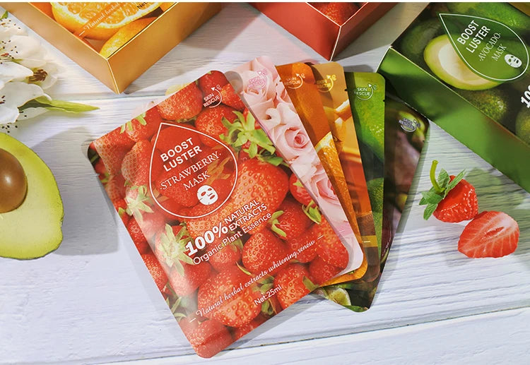 10 PCS AILKE Face Mask Vitamin C &amp; Hyaluronic Acid – Moisturizing, Brightening, Anti-Wrinkle 