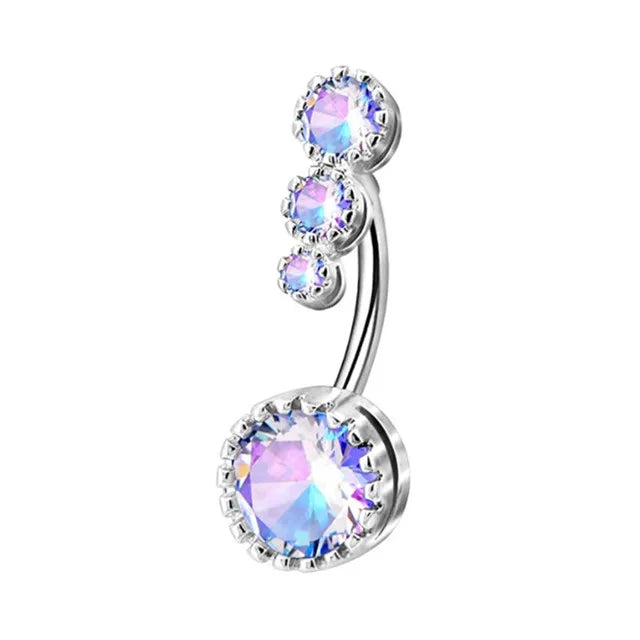 Surgical Steel Crystal Navel Piercing – Heart &amp; Flower – Sexy and Elegant Jewelry