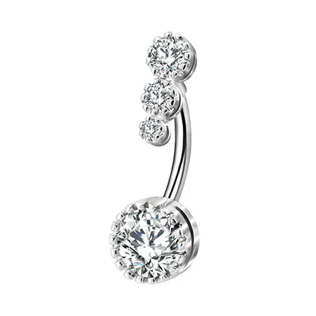 Surgical Steel Crystal Navel Piercing – Heart &amp; Flower – Sexy and Elegant Jewelry