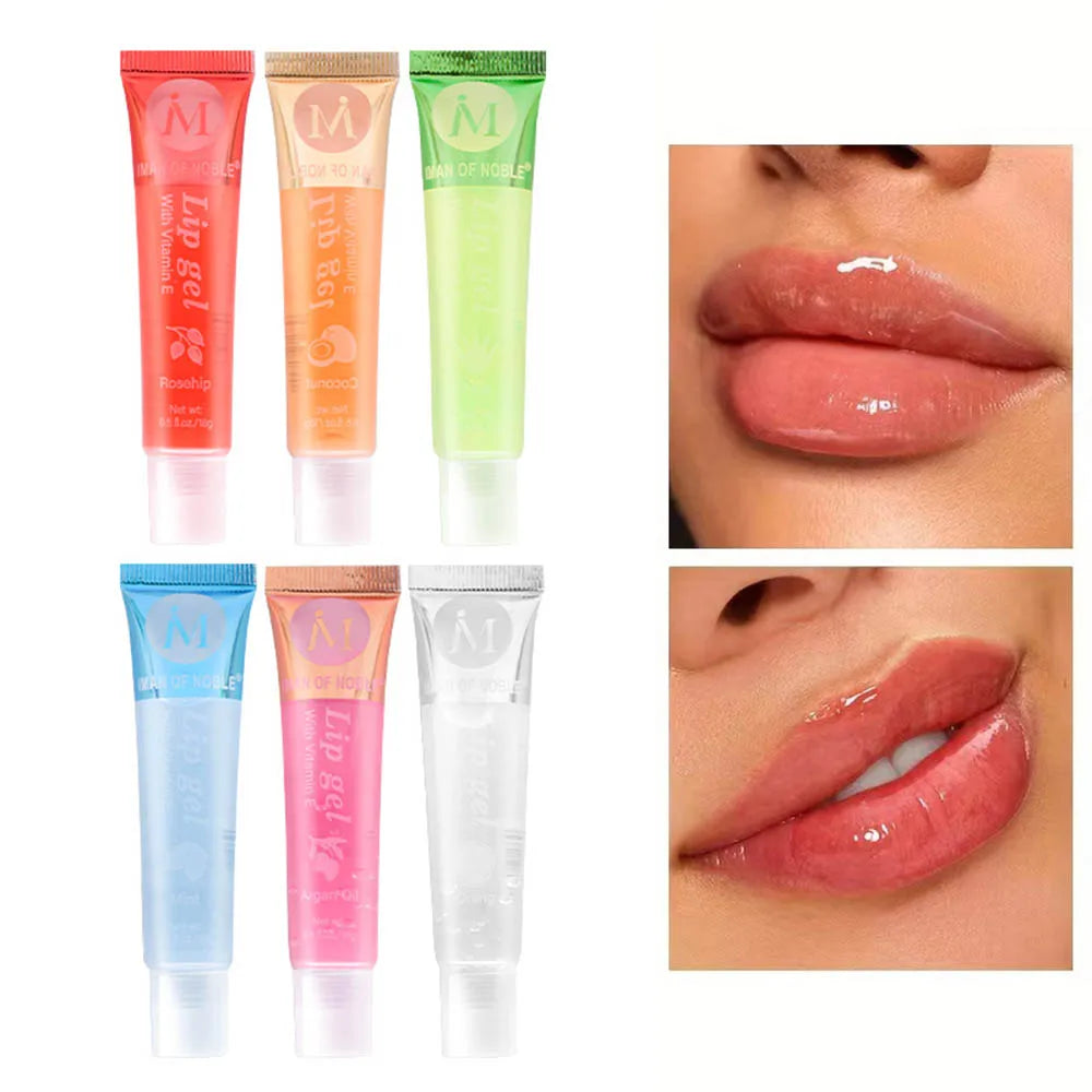 Set of 6 Fruity Lip Glosses – Moisturizing &amp; Shiny Clear Gel – Women's Lip Makeup