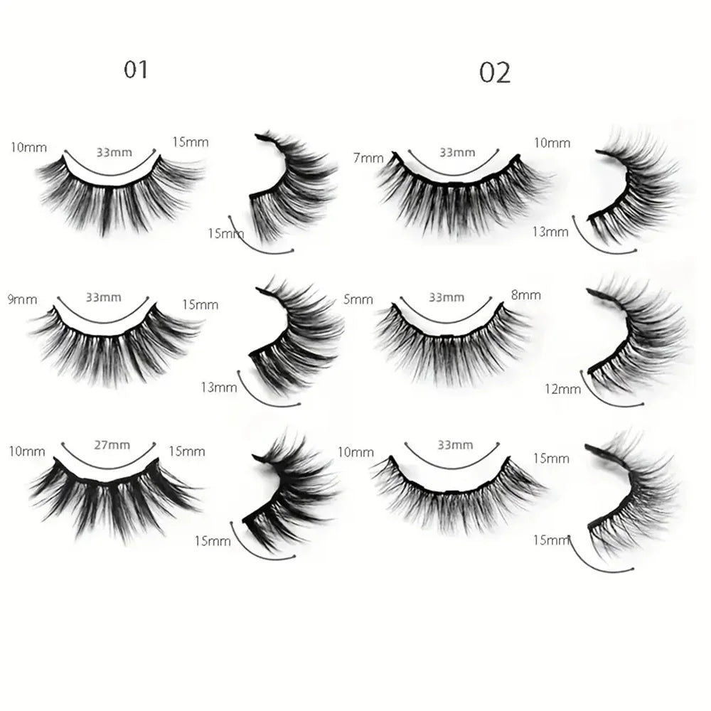12 Pairs Magnetic False Eyelashes with Eyeliner – Reusable Natural Curling Lashes Makeup Set