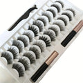 12 Pairs Magnetic False Eyelashes with Eyeliner – Reusable Natural Curling Lashes Makeup Set