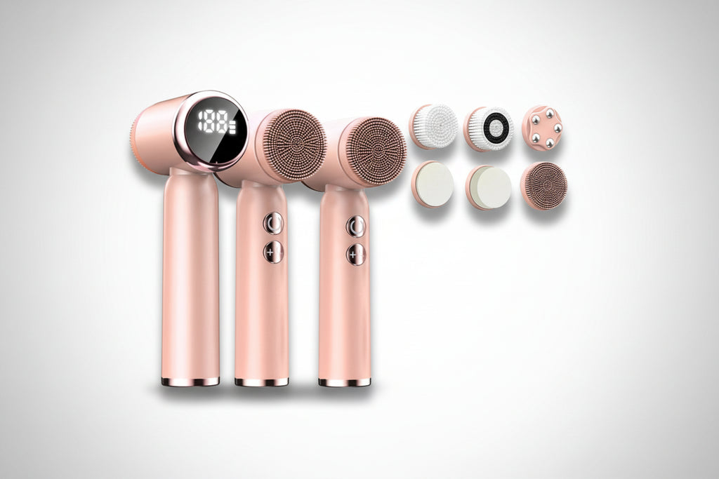 Brosse de Nettoyage Électrique Visage IPX6 – Soin Visage 6-en-1 Anti-Acné & Pores