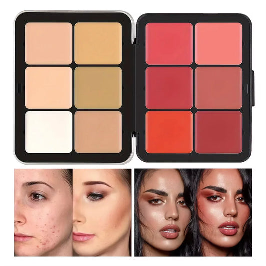 Palette Maquillage Tout-en-Un 12 Couleurs – Correcteur, Blush, Highlight & Contour – Crème Mat