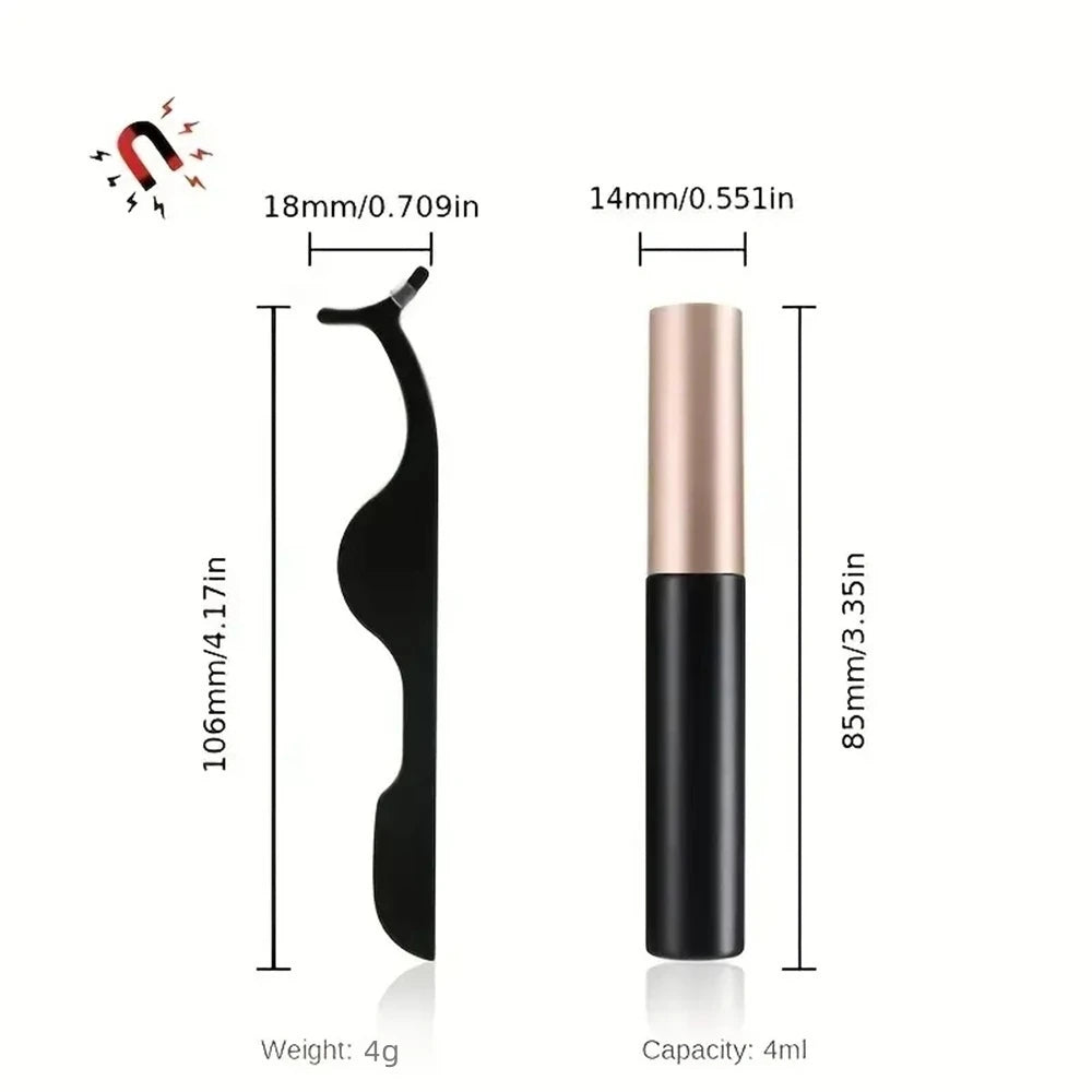 12 Pairs Magnetic False Eyelashes with Eyeliner – Reusable Natural Curling Lashes Makeup Set