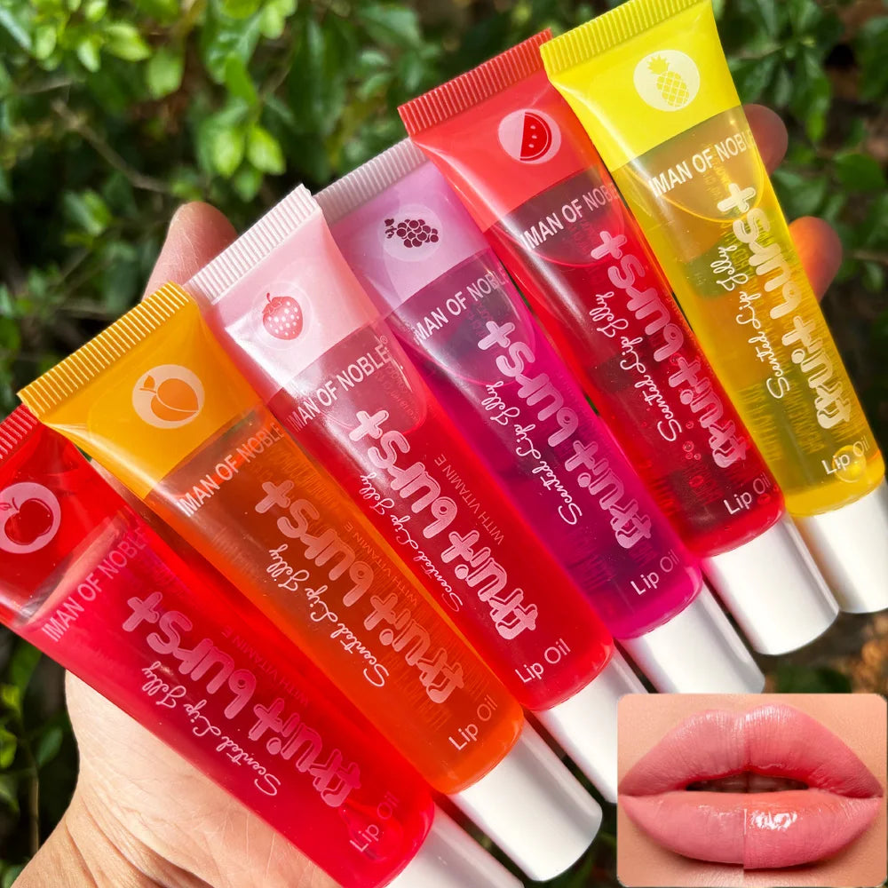 Set of 6 Fruity Lip Glosses – Moisturizing &amp; Shiny Clear Gel – Women's Lip Makeup