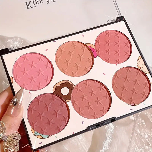 Palette de Blush 6 Couleurs – Effet Mat – Pigmentation Intense & Tenue Longue Durée