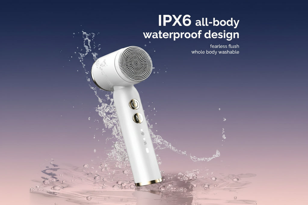 Brosse de Nettoyage Électrique Visage IPX6 – Soin Visage 6-en-1 Anti-Acné & Pores