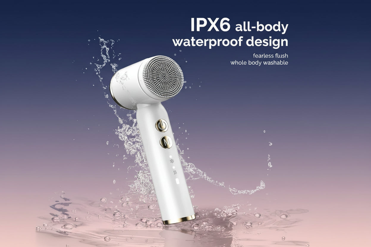 Brosse de Nettoyage Électrique Visage IPX6 – Soin Visage 6-en-1 Anti-Acné & Pores