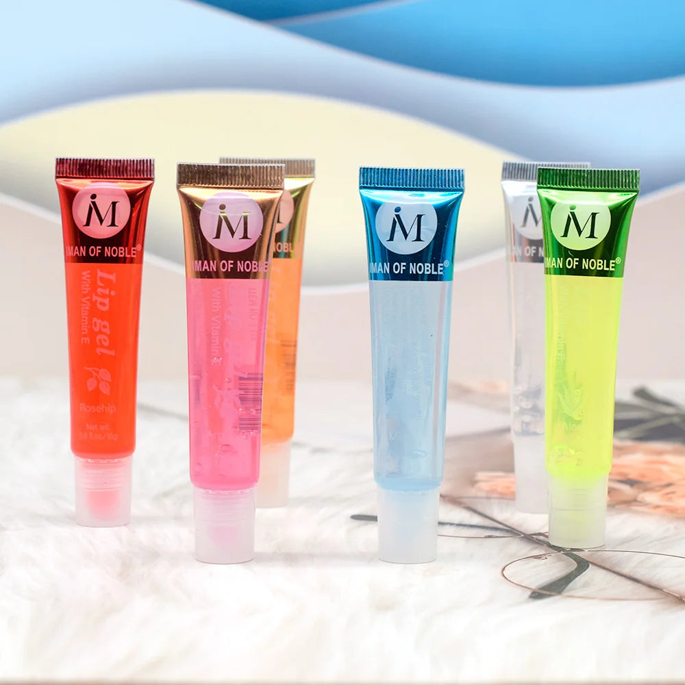 Set of 6 Fruity Lip Glosses – Moisturizing &amp; Shiny Clear Gel – Women's Lip Makeup