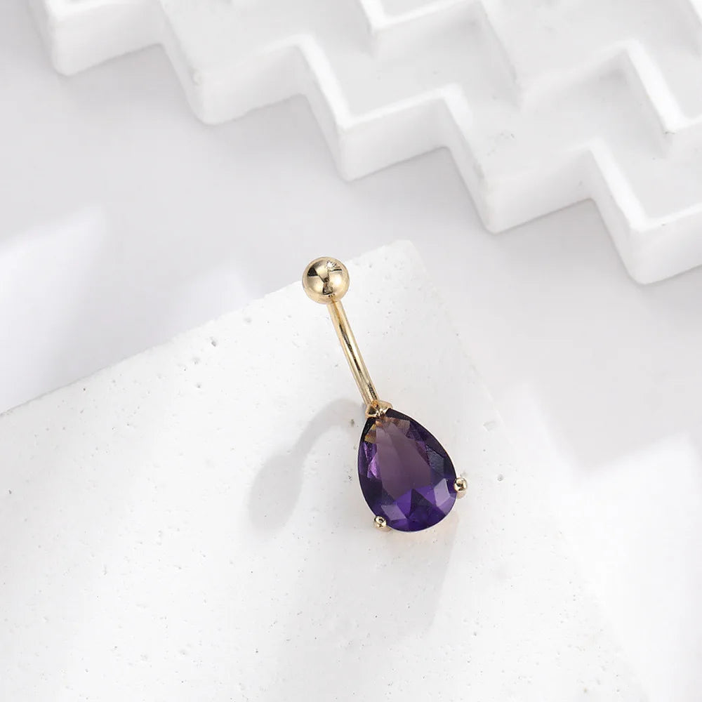 Surgical Steel Crystal Navel Piercing – Heart &amp; Flower – Sexy and Elegant Jewelry