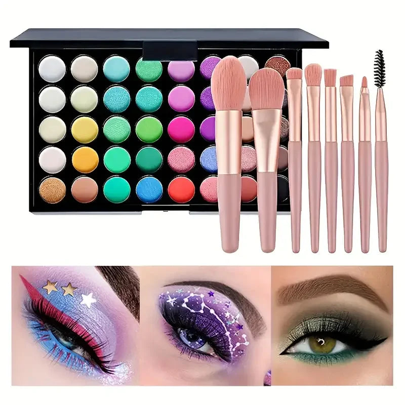 Palette Yeux 40 Couleurs – Glitter & Mat – Waterproof, Tenue Longue Durée
