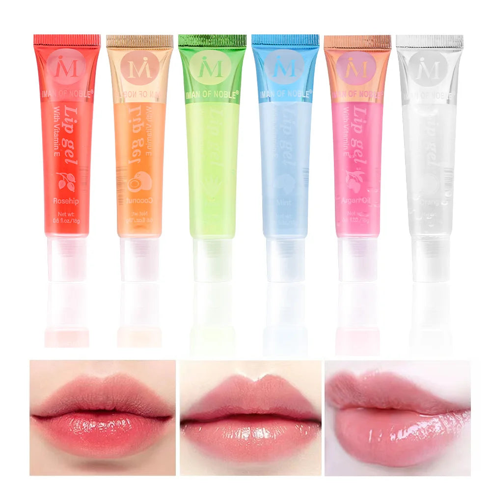 Set of 6 Fruity Lip Glosses – Moisturizing &amp; Shiny Clear Gel – Women's Lip Makeup