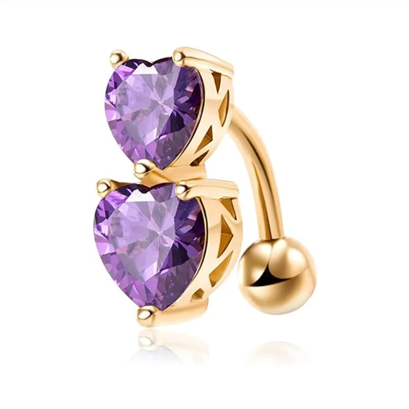 Surgical Steel Crystal Navel Piercing – Heart &amp; Flower – Sexy and Elegant Jewelry