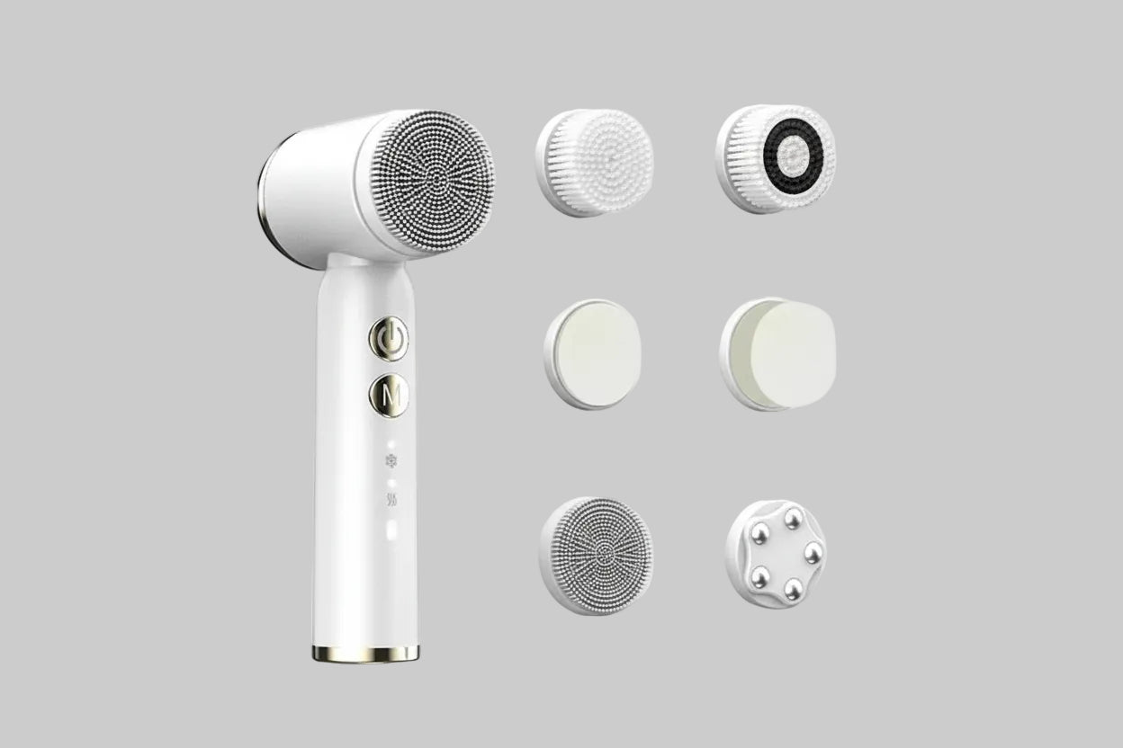 Brosse de Nettoyage Électrique Visage IPX6 – Soin Visage 6-en-1 Anti-Acné & Pores