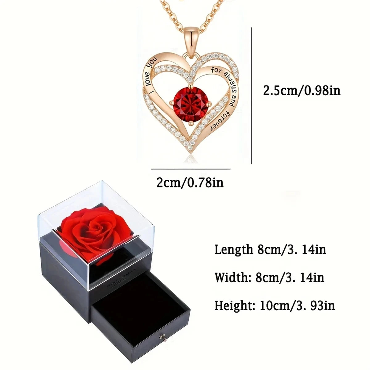 Collier Luxe Zircon Rouge 💎
🎁 Coffret Rose – Cadeau “I Love You” pour Femme