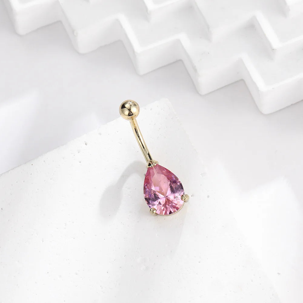 Surgical Steel Crystal Navel Piercing – Heart &amp; Flower – Sexy and Elegant Jewelry