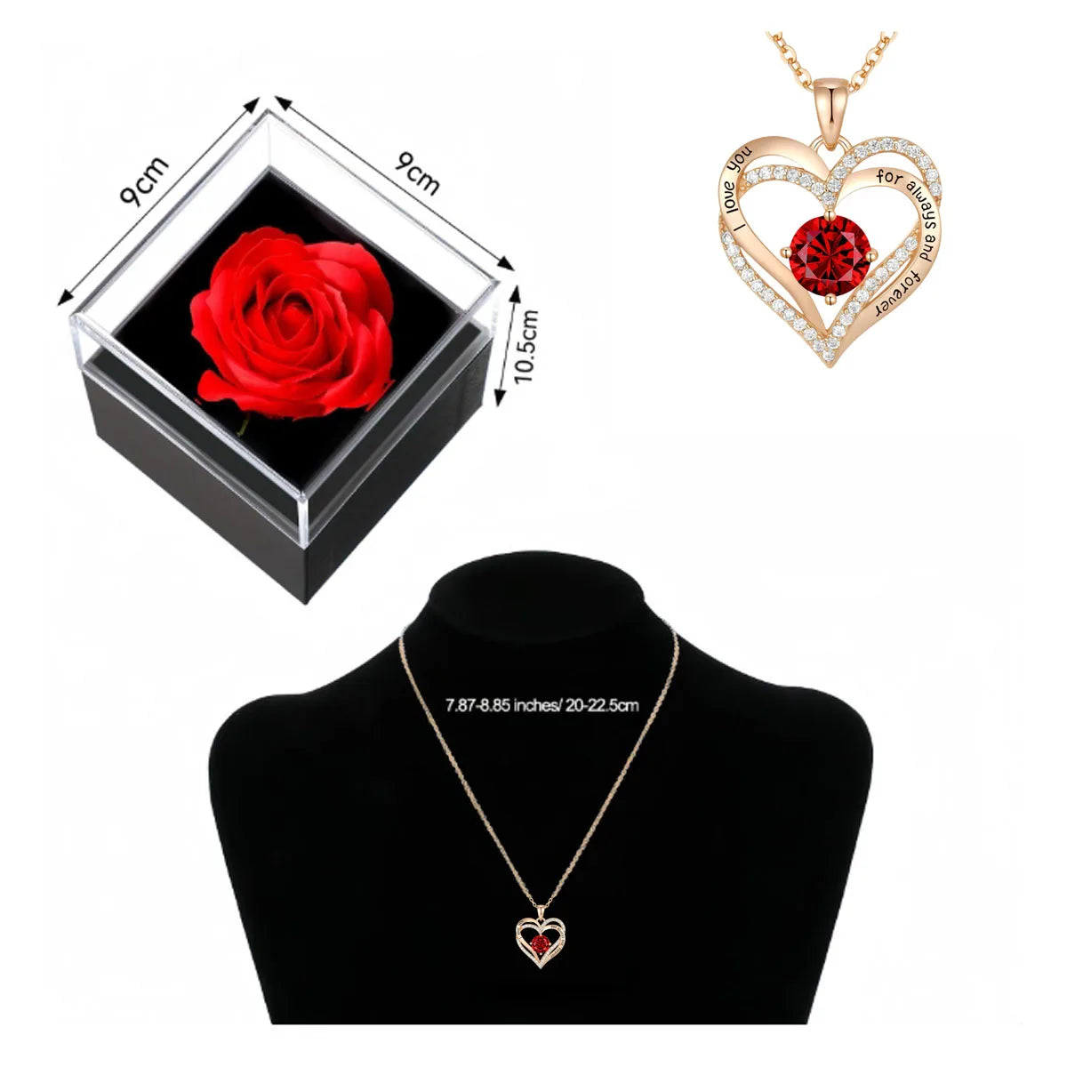 Collier Luxe Zircon Rouge 💎
🎁 Coffret Rose – Cadeau “I Love You” pour Femme